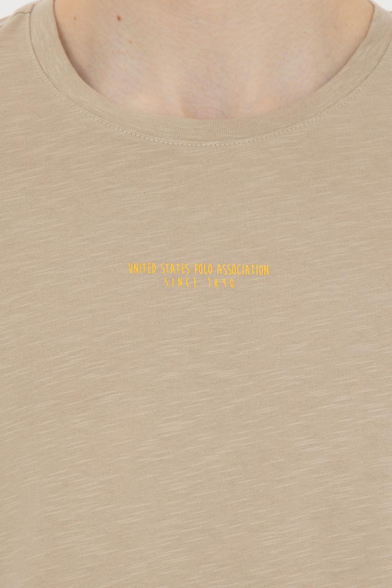 Erkek Regular Fit Bisiklet Yaka Açık Haki Tişört - 50281052051