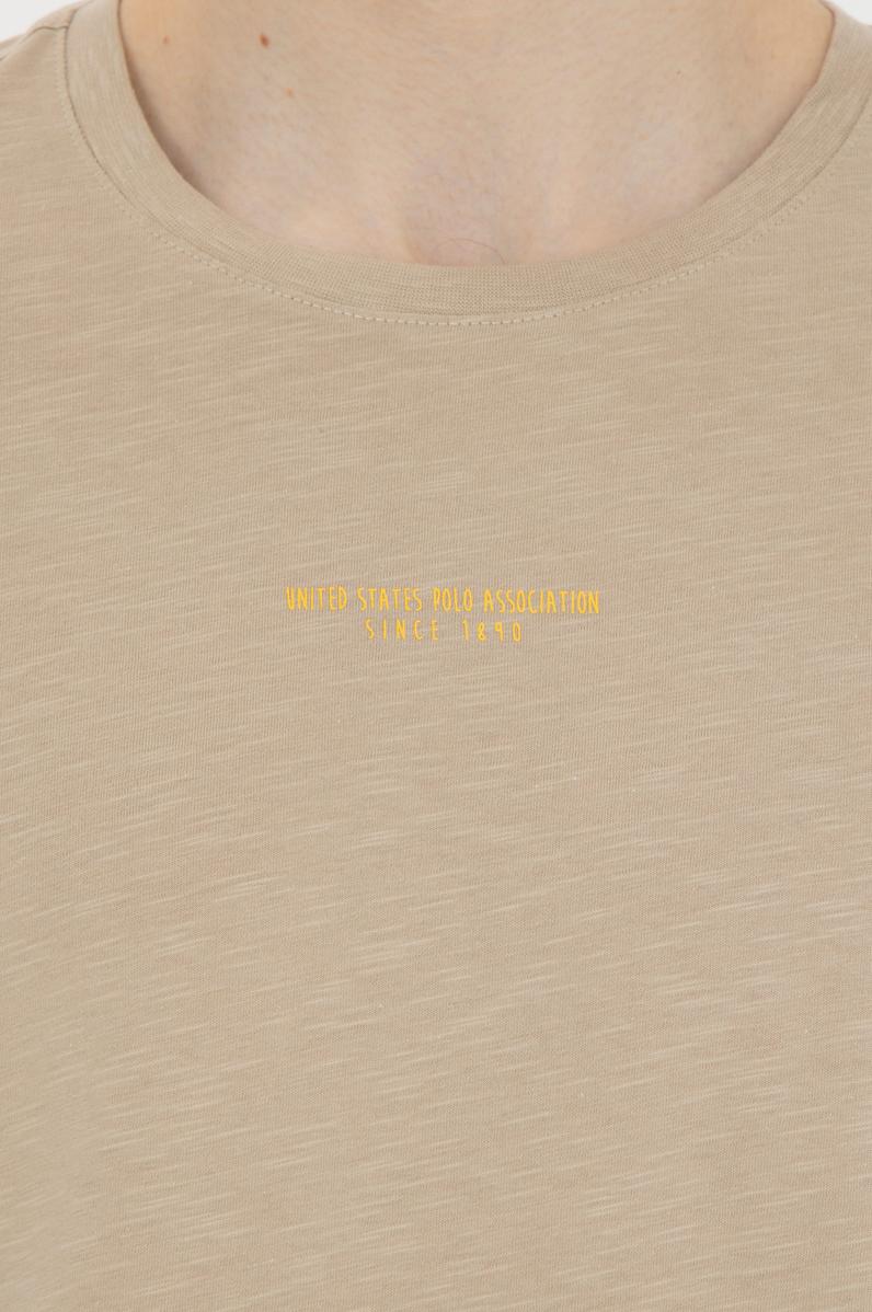 Erkek Regular Fit Bisiklet Yaka Açık Haki Tişört