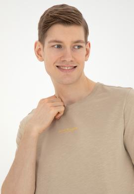 Erkek Regular Fit Bisiklet Yaka Açık Haki Tişört - 50281052051