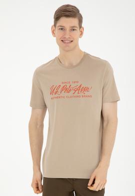 Erkek Regular Fit Bisiklet Yaka Açık Haki Tişört - 50282007030