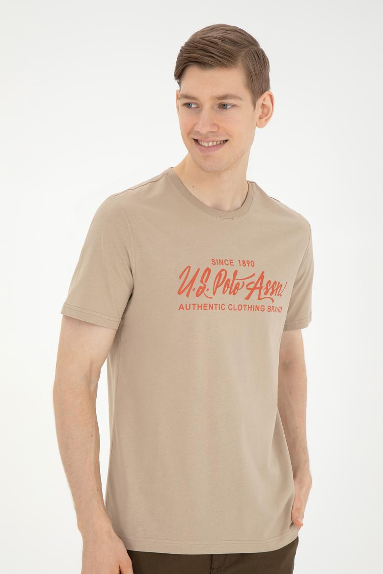 Erkek Regular Fit Bisiklet Yaka Açık Haki Tişört - 50282007030