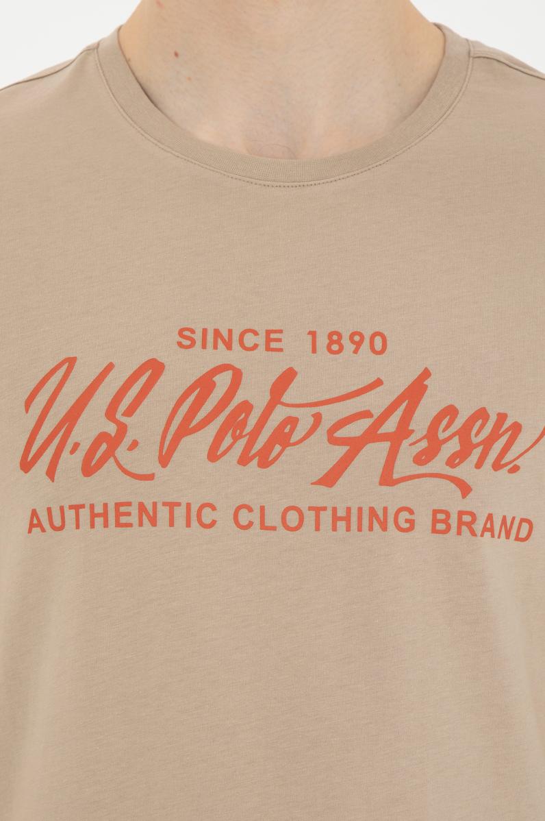 Erkek Regular Fit Bisiklet Yaka Açık Haki Tişört