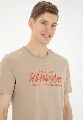 Erkek Regular Fit Bisiklet Yaka Açık Haki Tişört - 50282007030