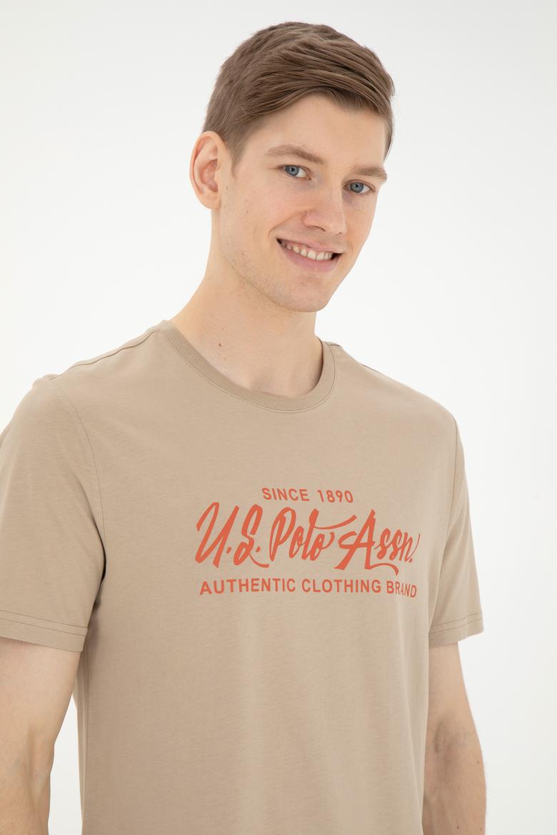 Erkek Regular Fit Bisiklet Yaka Açık Haki Tişört - 50282007030