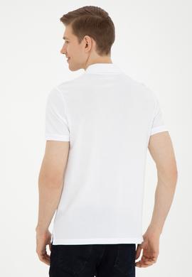 Erkek Slim Fit Polo Yaka Beyaz Basic Tişört - 50286724001