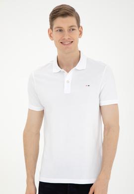 Erkek Slim Fit Polo Yaka Beyaz Basic Tişört - 50286724001