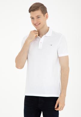 Erkek Slim Fit Polo Yaka Beyaz Basic Tişört - 50286724001