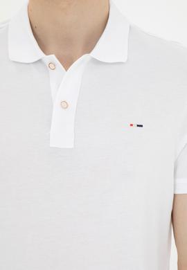 Erkek Slim Fit Polo Yaka Beyaz Basic Tişört - 50286724001