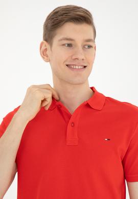 Erkek Slim Fit Polo Yaka Kırmızı Basic Tişört - 50286724021