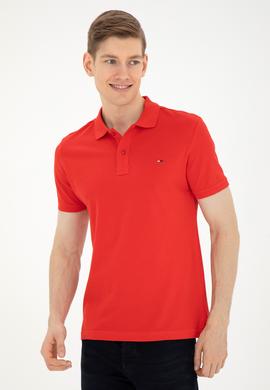 Erkek Slim Fit Polo Yaka Kırmızı Basic Tişört - 50286724021