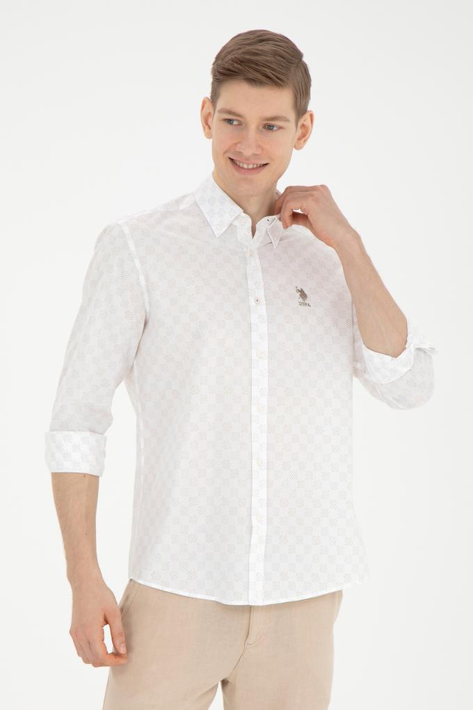 Erkek Açık Haki Uzun Kollu Gömlek