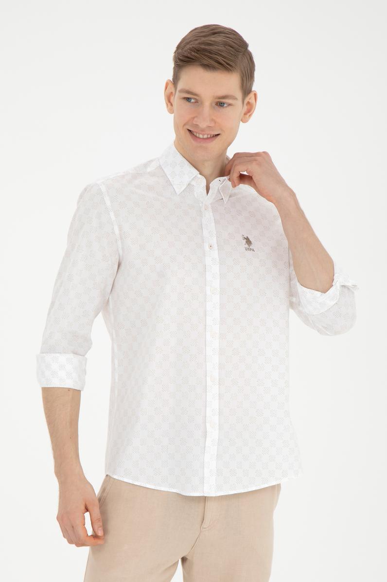 Erkek Açık Haki Uzun Kollu Gömlek