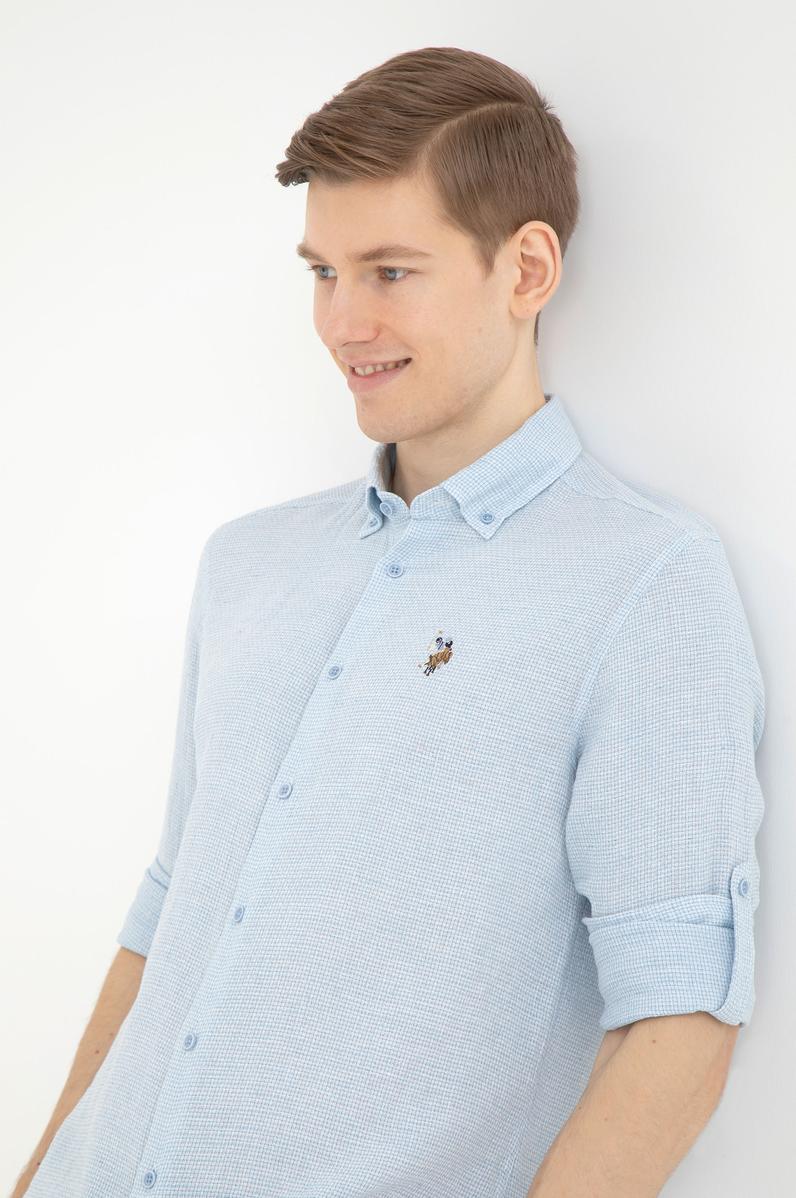 Erkek Açık Mavi Uzun Kollu Gömlek