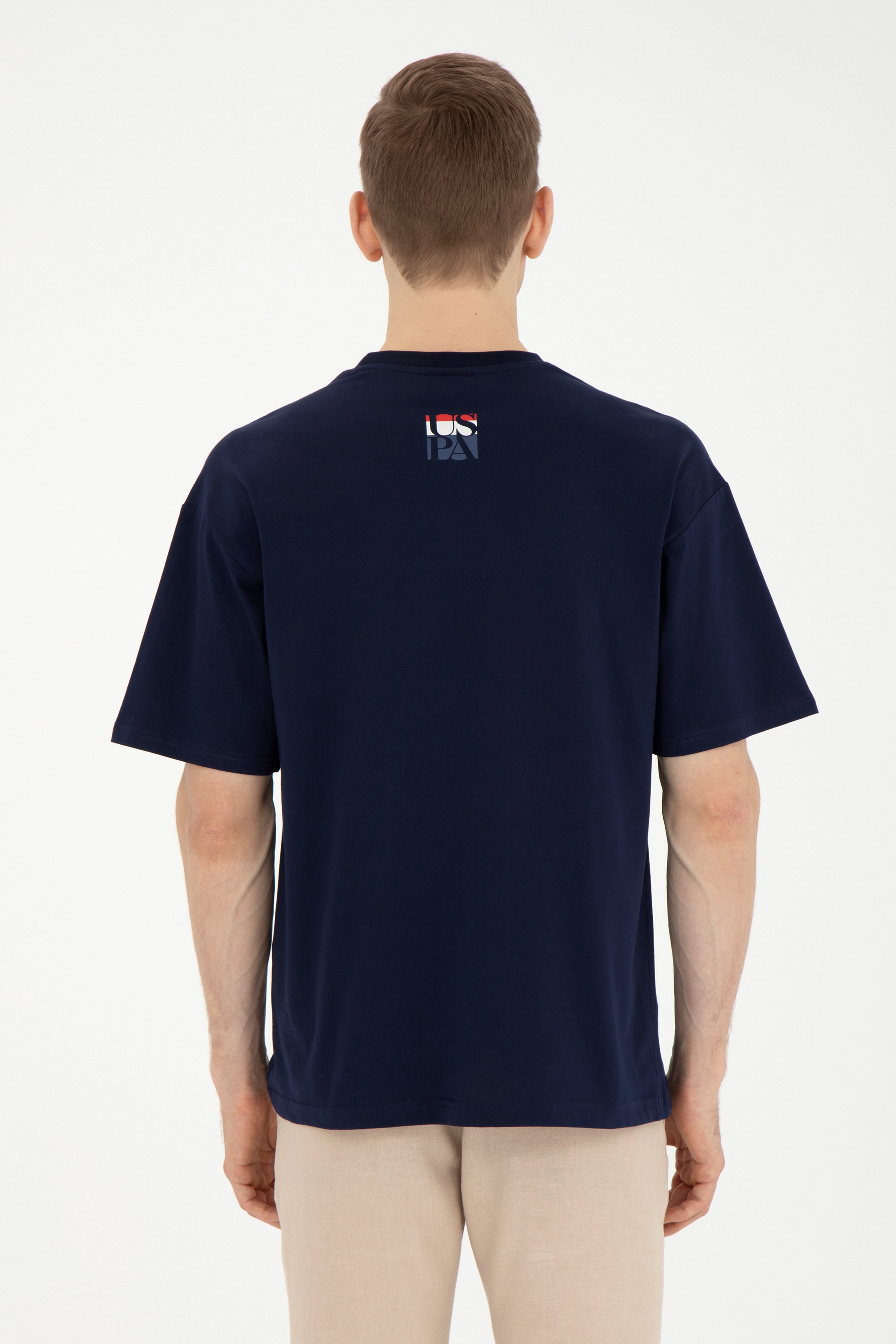 Erkek Comfort Fit Bisiklet Yaka Lacivert Tişört - Image 5