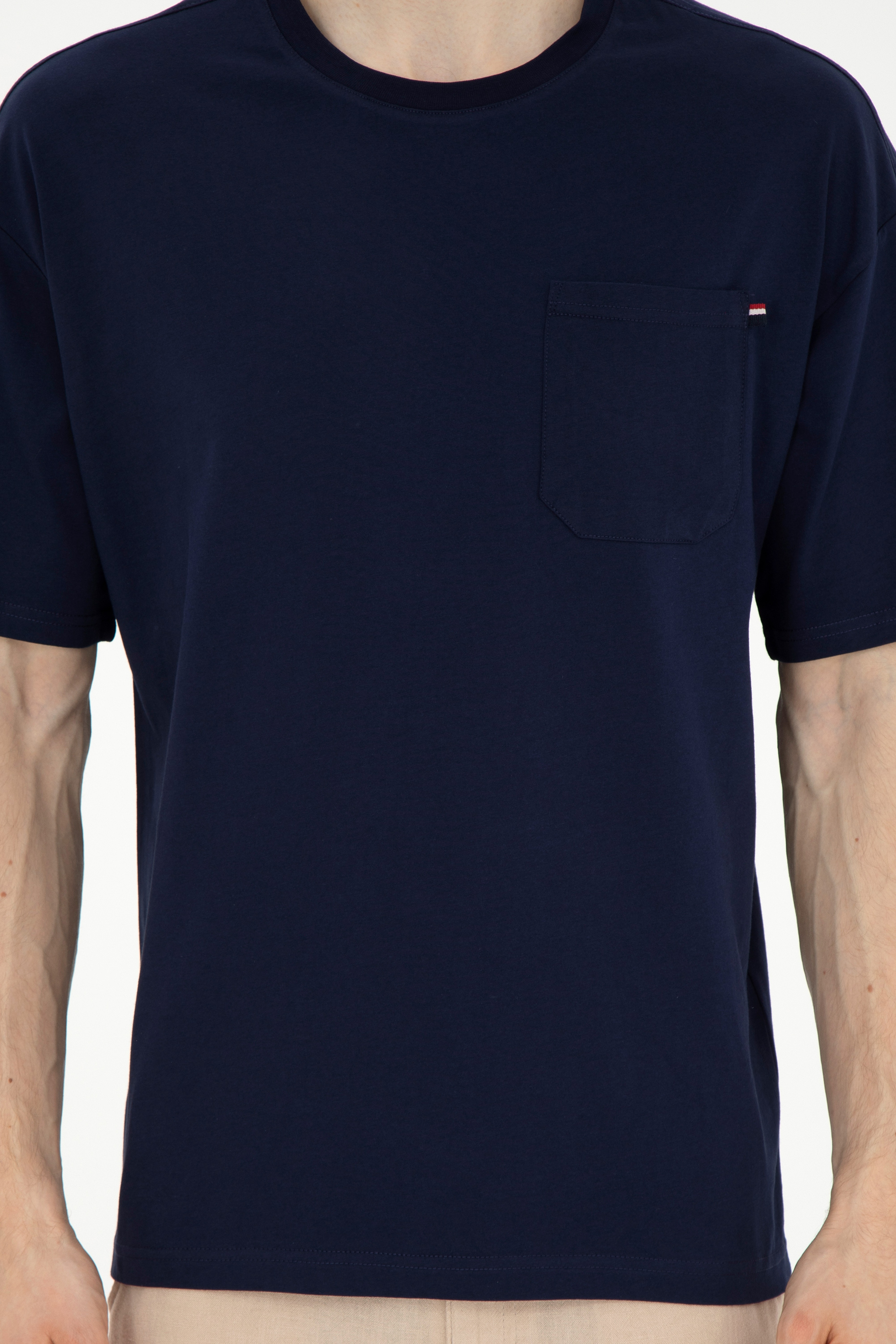 Erkek Comfort Fit Bisiklet Yaka Lacivert Tişört - Image 6
