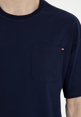 Erkek Comfort Fit Bisiklet Yaka Lacivert Tişört - 50287062011