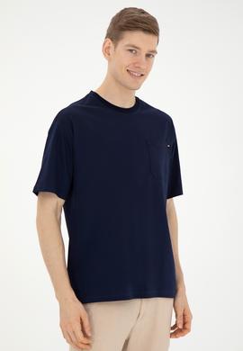 Erkek Comfort Fit Bisiklet Yaka Lacivert Tişört - 50287062011