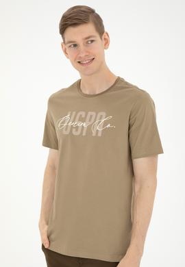 Erkek Bisiklet Yaka Haki Tişört - 50287081026