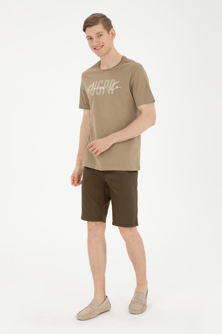 Erkek Bisiklet Yaka Haki Tişört - 50287081026