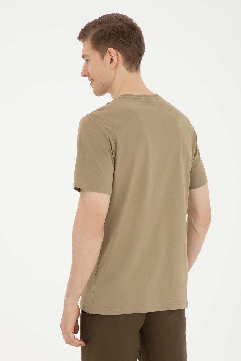 Erkek Bisiklet Yaka Haki Tişört - 50287081026