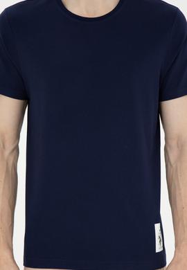 Erkek Regular Fit Bisiklet Yaka Lacivert Tişört - 50287085051