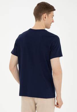 Erkek Regular Fit Bisiklet Yaka Lacivert Tişört - 50287085051