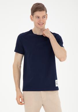 Erkek Regular Fit Bisiklet Yaka Lacivert Tişört - 50287085051