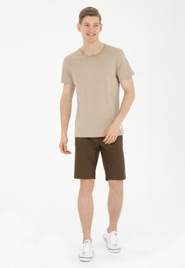 Erkek Regular Fit Bisiklet Yaka Açık Haki Tişört - 50287085009