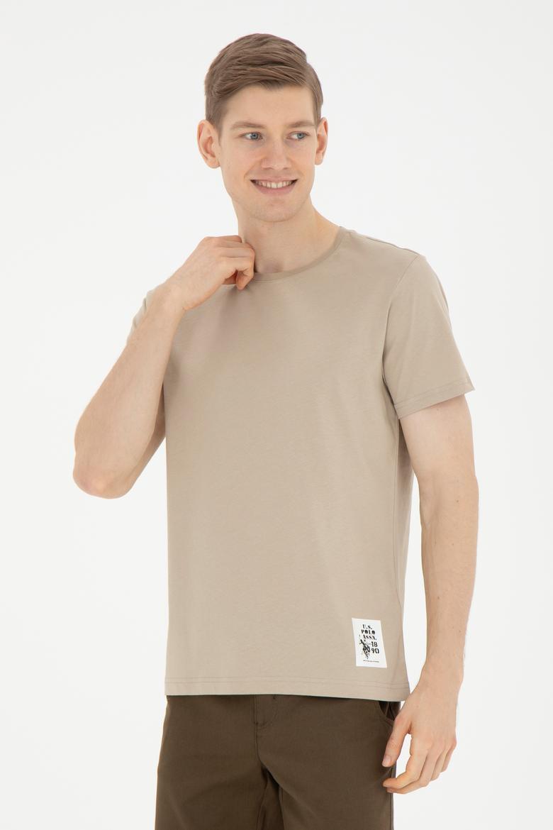 Erkek Regular Fit Bisiklet Yaka Açık Haki Tişört
