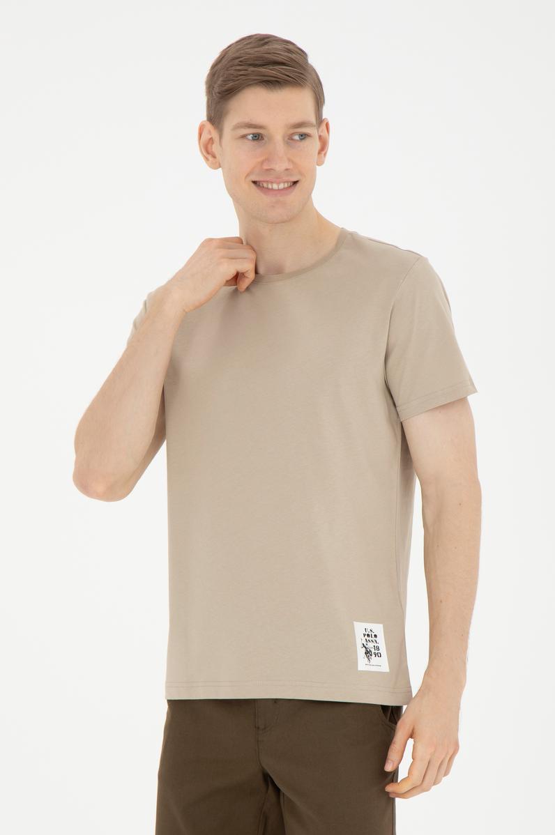 Erkek Regular Fit Bisiklet Yaka Açık Haki Tişört