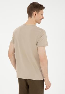 Erkek Regular Fit Bisiklet Yaka Açık Haki Tişört - 50287085009