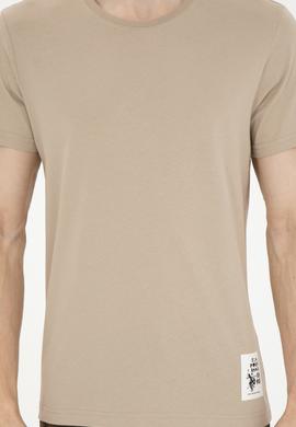 Erkek Regular Fit Bisiklet Yaka Açık Haki Tişört - 50287085009