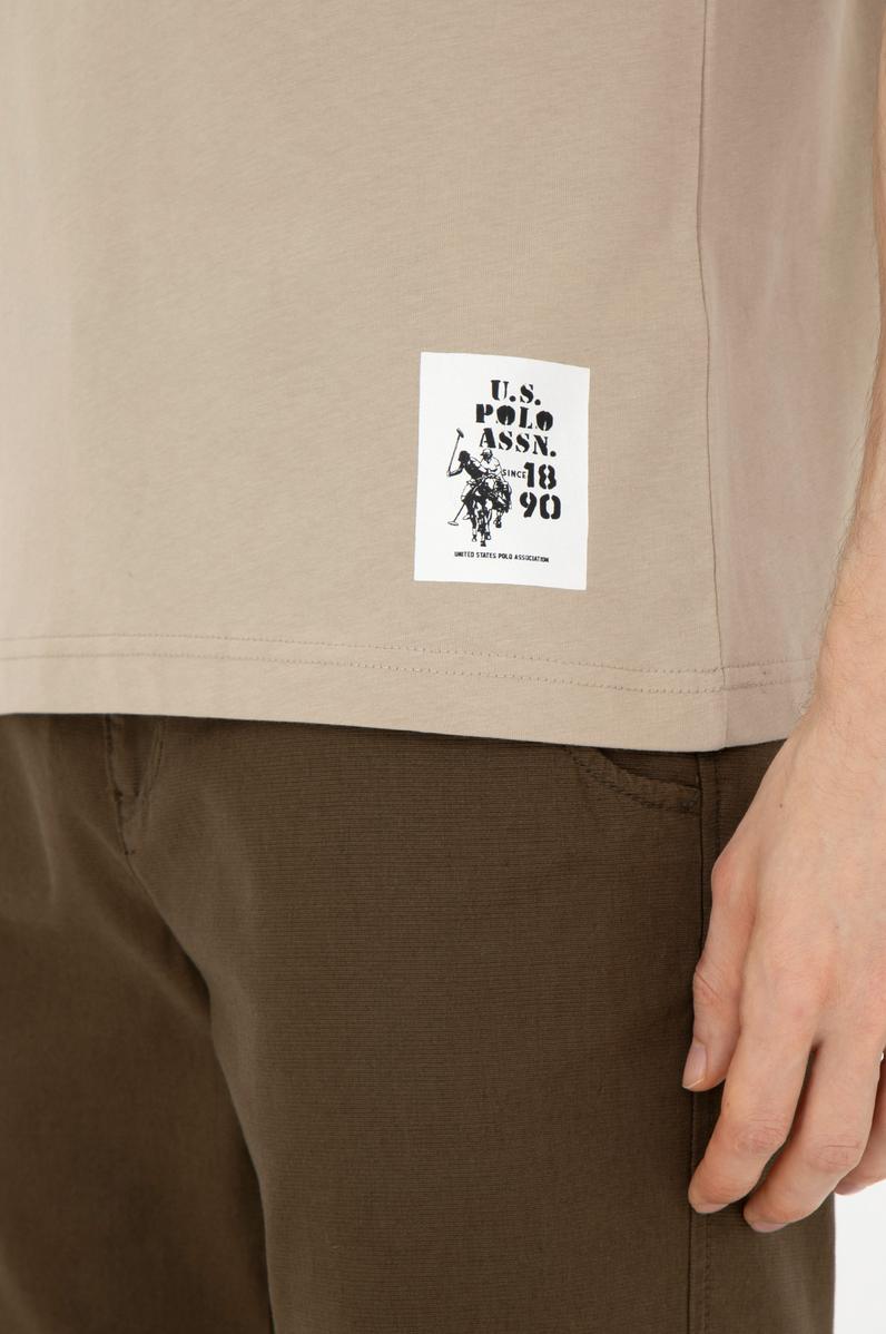 Erkek Regular Fit Bisiklet Yaka Açık Haki Tişört