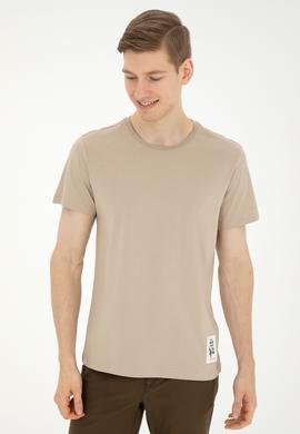 Erkek Regular Fit Bisiklet Yaka Açık Haki Tişört - 50287085009