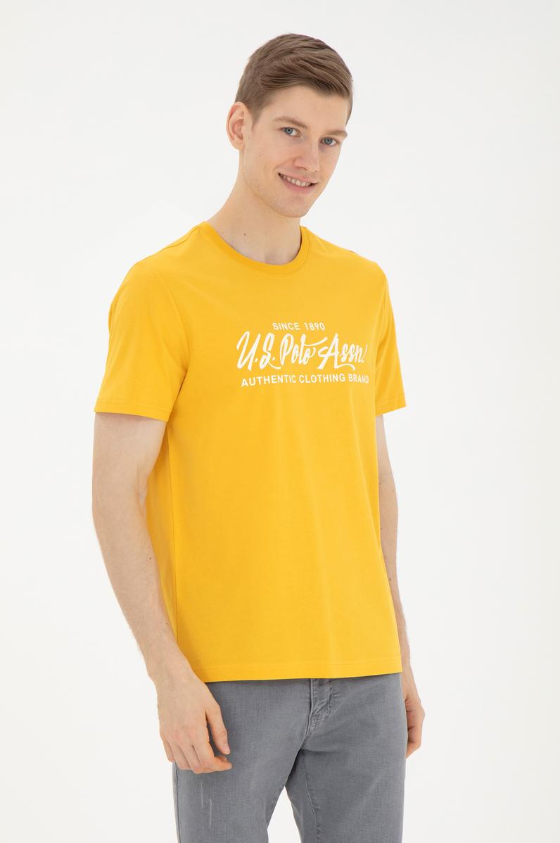 Erkek Regular Fit Bisiklet Yaka Safran Tişört