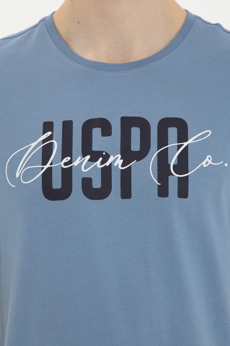 Erkek Bisiklet Yaka İndigo Tişört - 50287081031