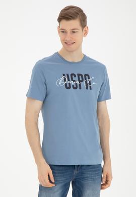 Erkek Bisiklet Yaka İndigo Tişört - 50287081031