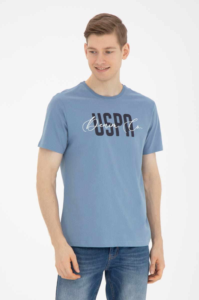 Erkek Bisiklet Yaka İndigo Tişört