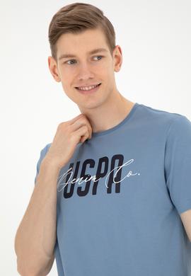 Erkek Bisiklet Yaka İndigo Tişört - 50287081031