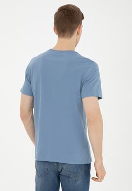 Erkek Bisiklet Yaka İndigo Tişört - 50287081031