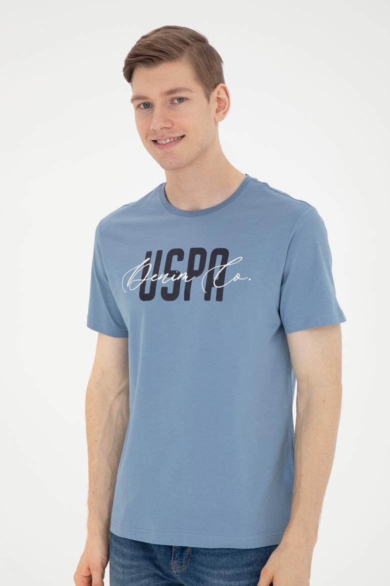 Erkek Bisiklet Yaka İndigo Tişört - 50287081031