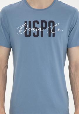 Erkek Bisiklet Yaka İndigo Tişört - 50287081031