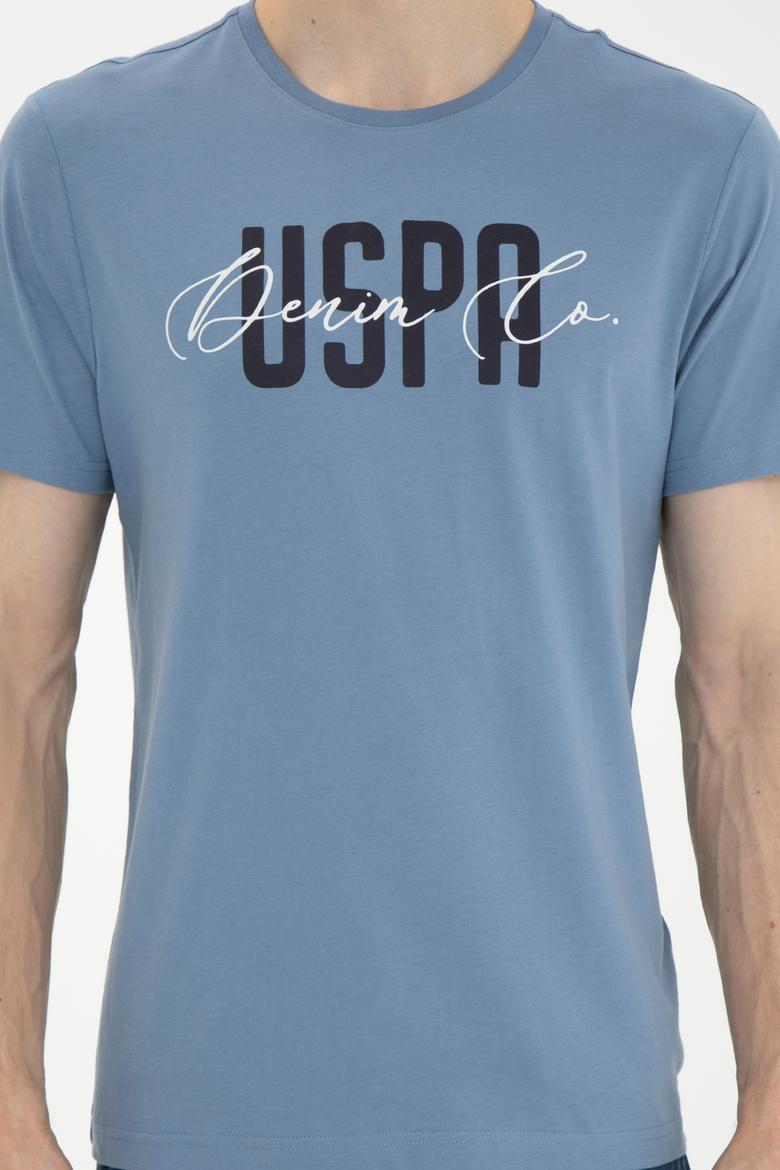 Erkek Bisiklet Yaka İndigo Tişört - 50287081031