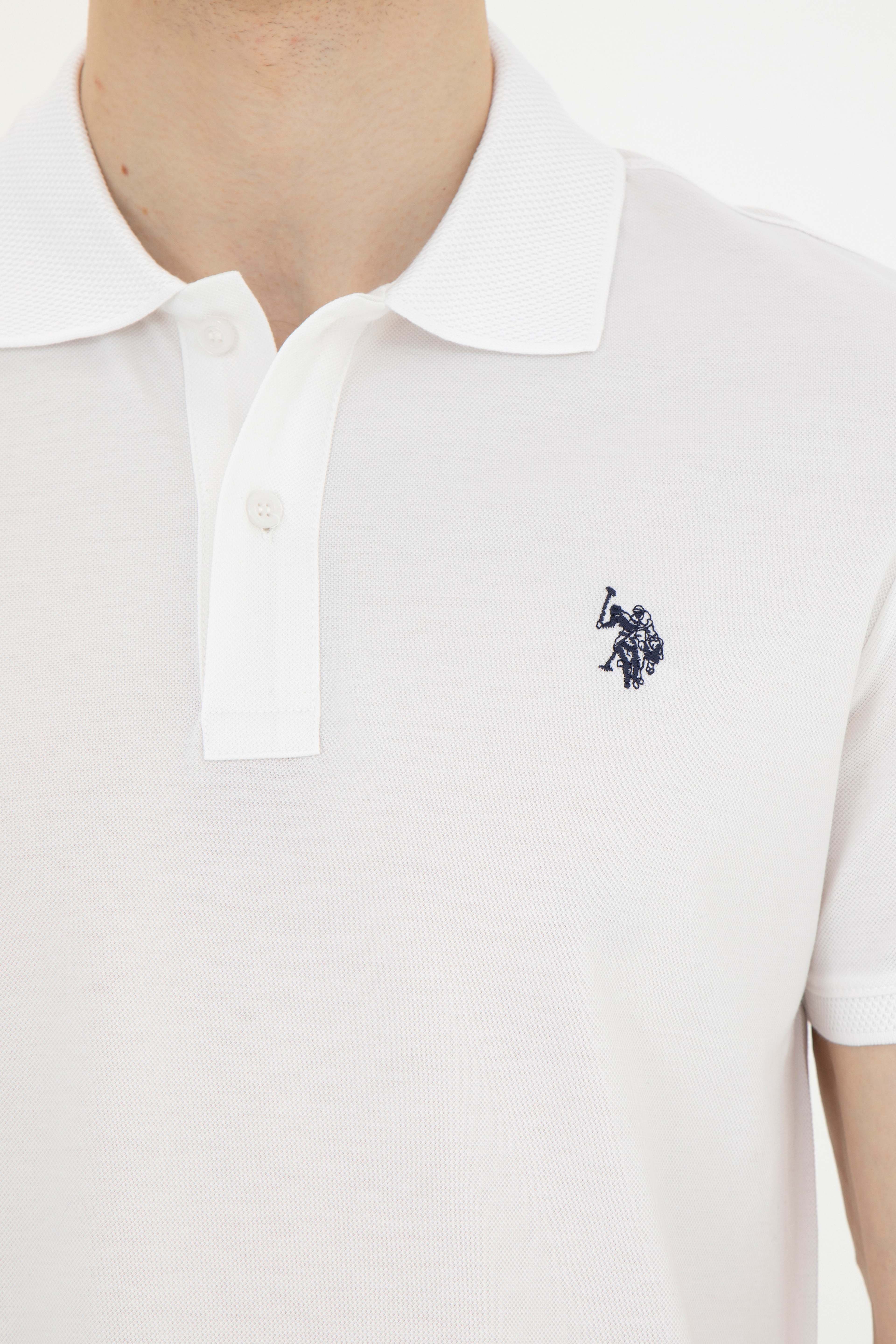 Erkek Regular Fit Polo Yaka Beyaz Tişört