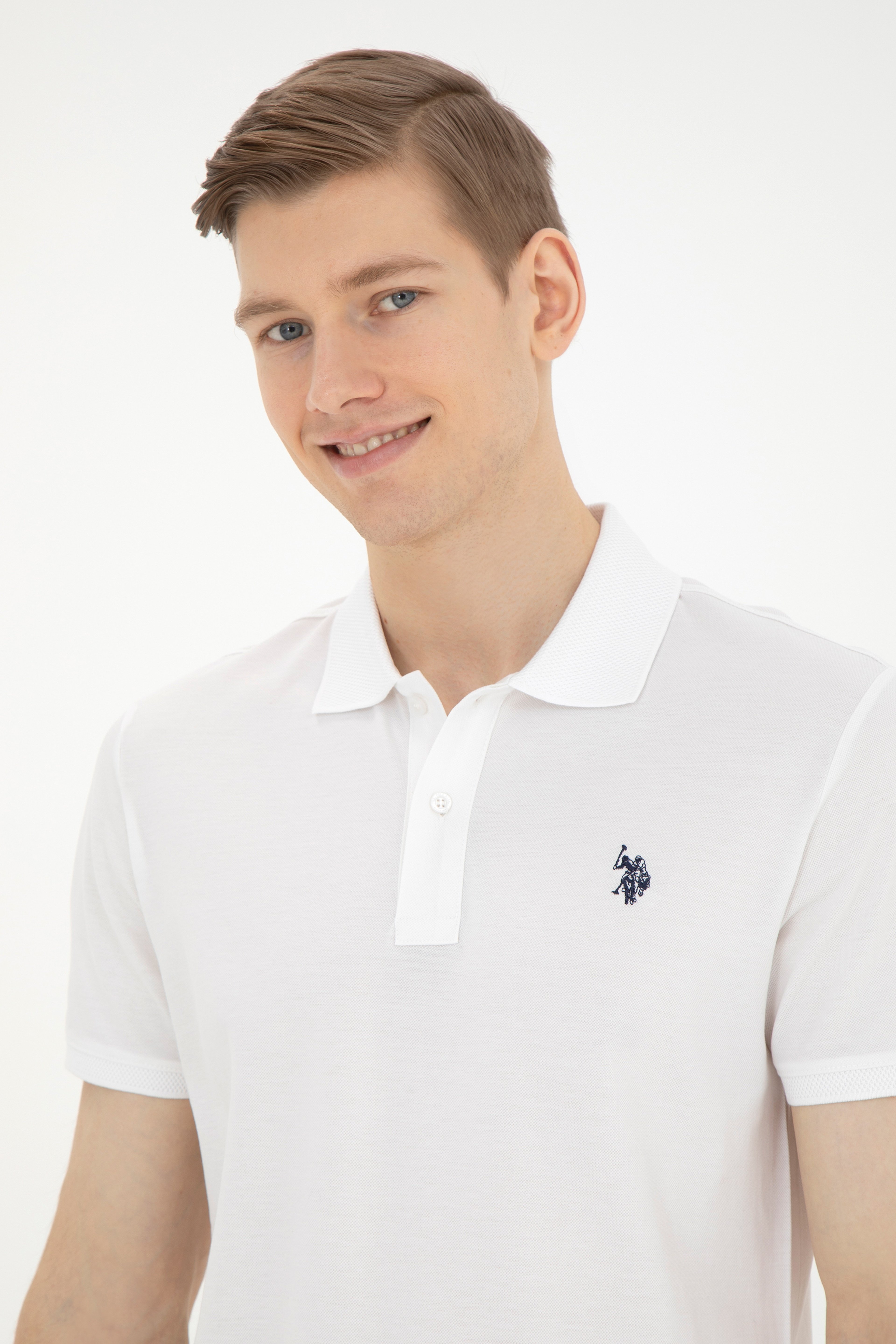 Erkek Regular Fit Polo Yaka Beyaz Tişört - Image 2