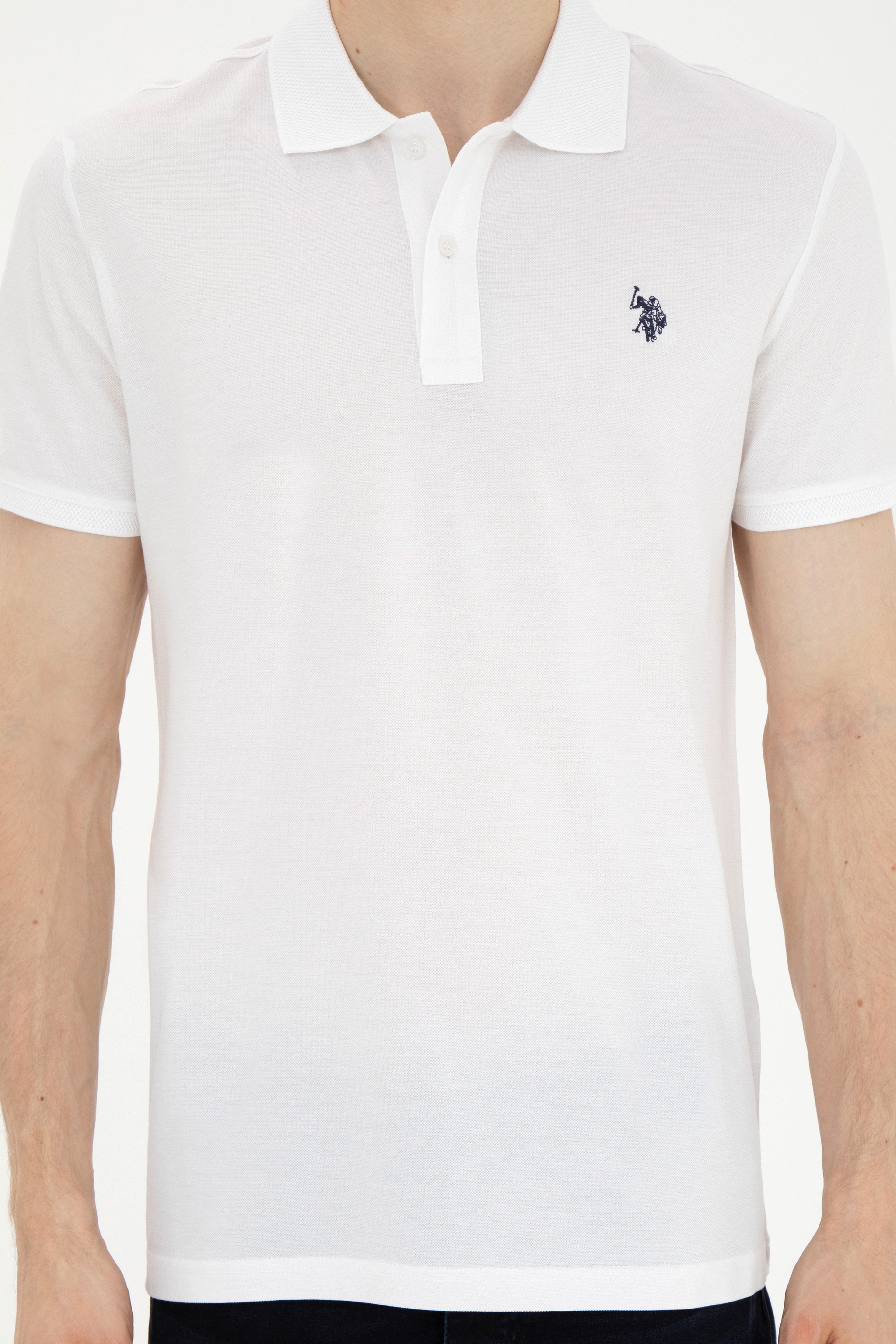 Erkek Regular Fit Polo Yaka Beyaz Tişört