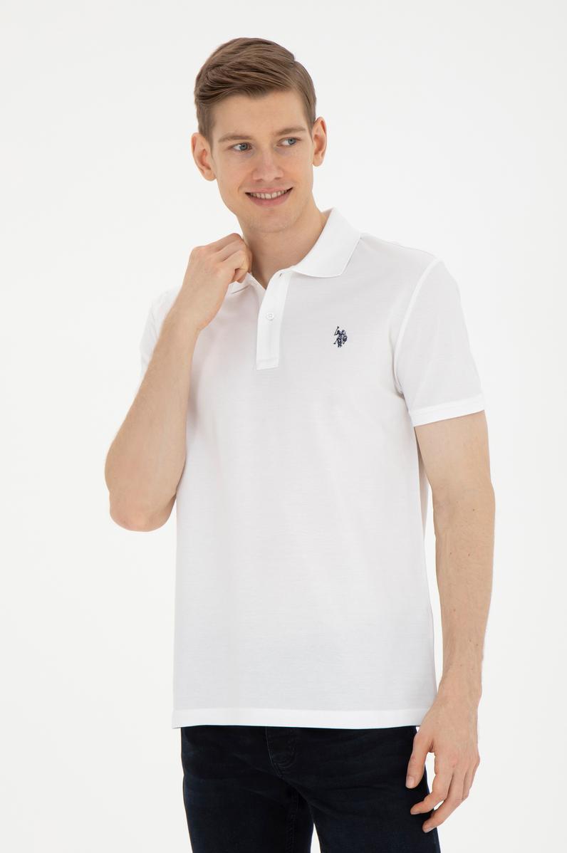 Erkek Regular Fit Polo Yaka Beyaz Tişört