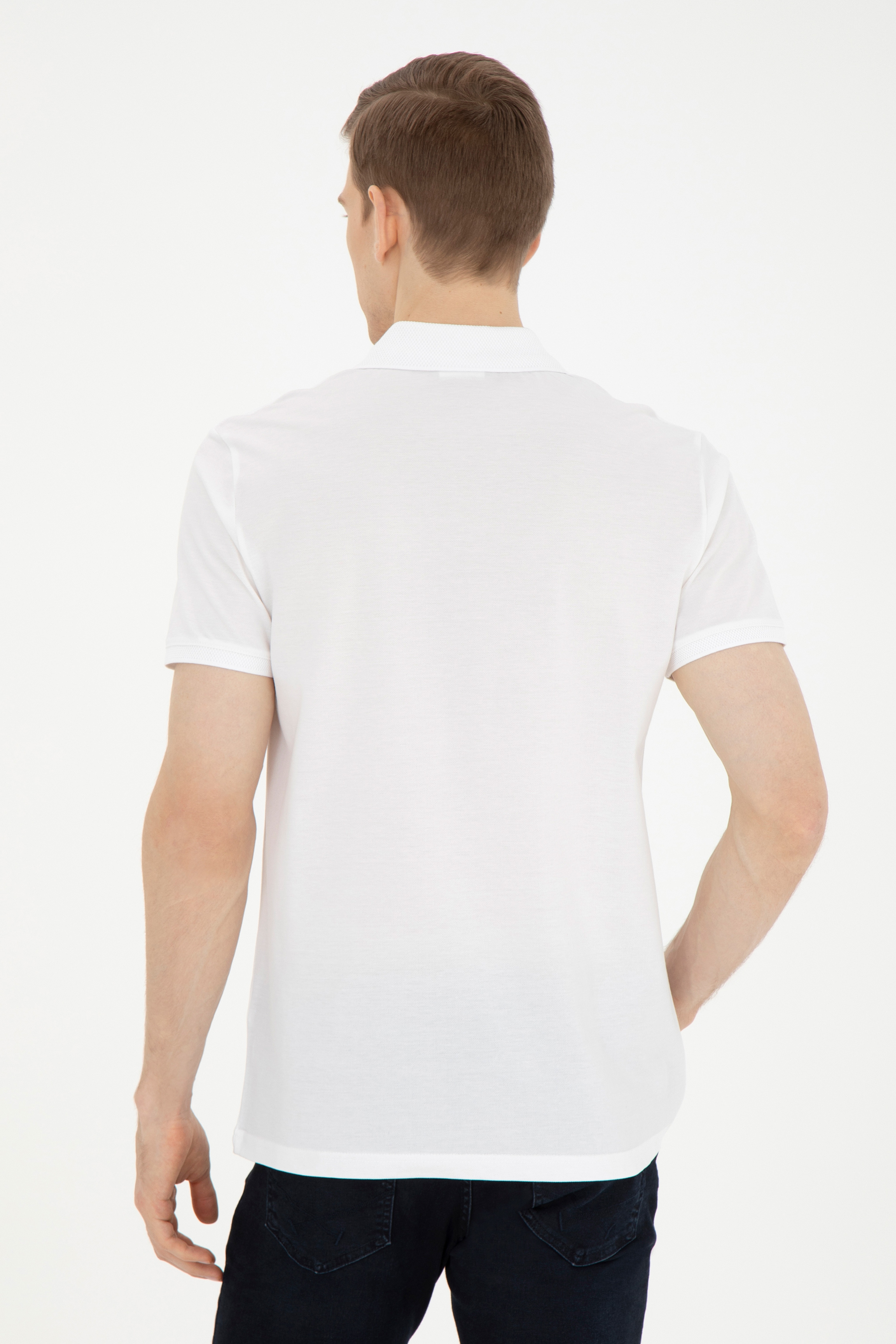 Erkek Regular Fit Polo Yaka Beyaz Tişört