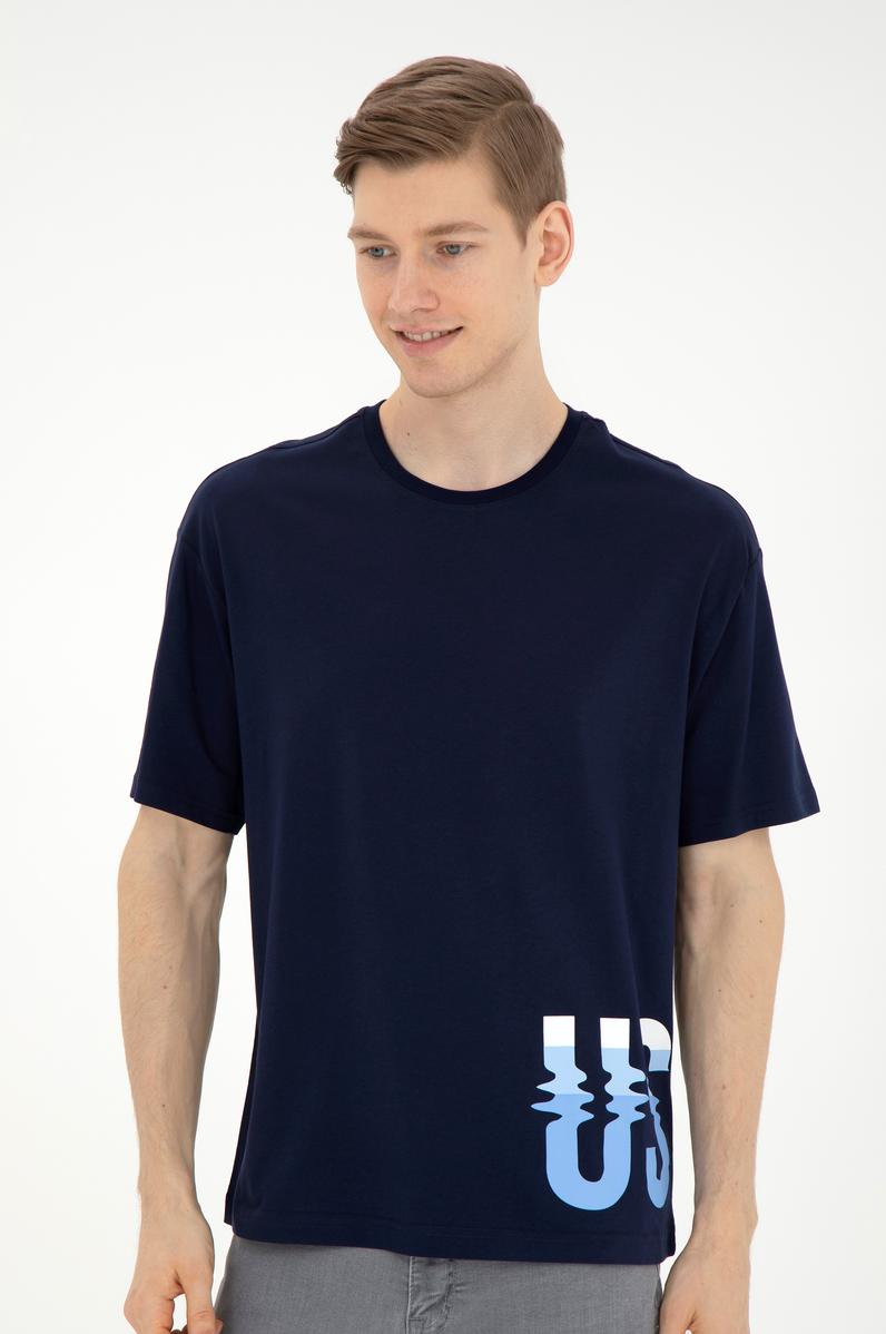 Erkek Comfort Fit Bisiklet Yaka Lacivert Tişört