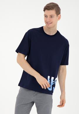 Erkek Comfort Fit Bisiklet Yaka Lacivert Tişört - 50287061016